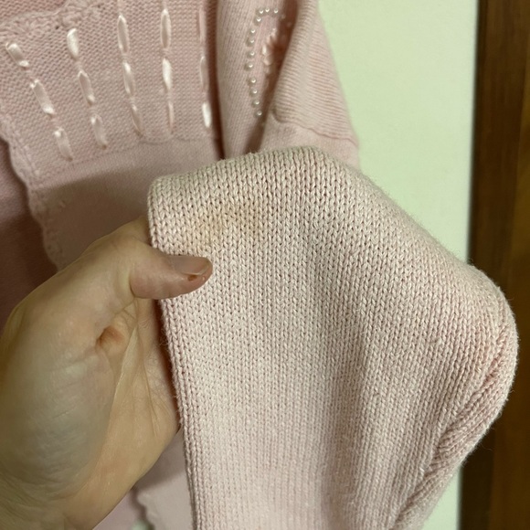 Pink Embroidered Women's Sweater Vintage Cardigan Womens Large - Picture 6 of 6